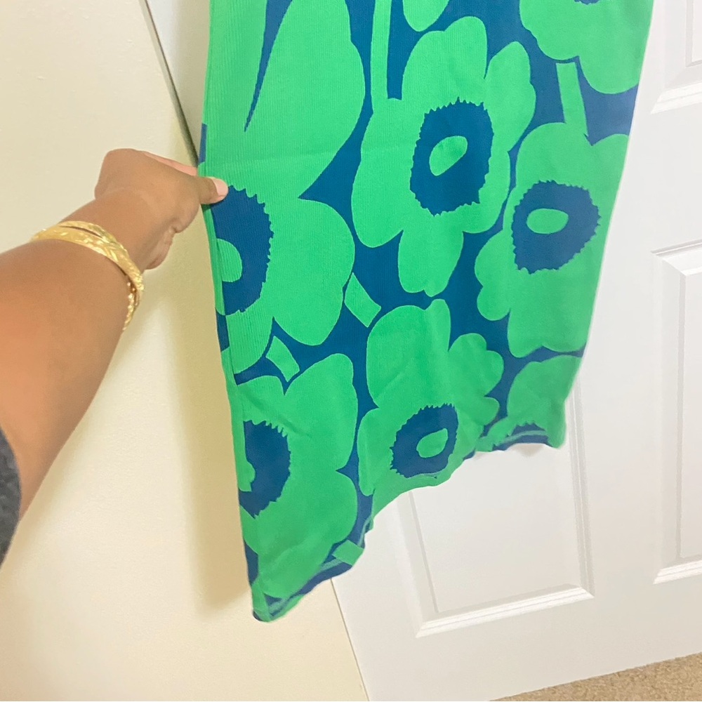 Marimekko Green & Navy Floral Knit Midi Dress - Picture 6 of 11